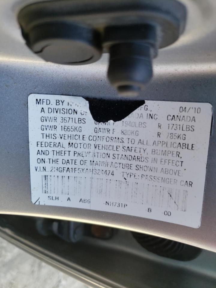 Photo 10 from auction – 2011 HONDA CIVIC LX with VIN 2HGFA1F51BH309010