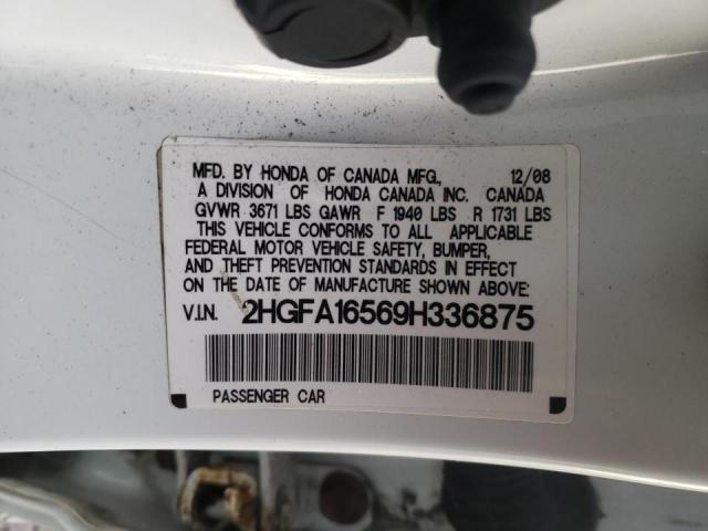 Photo 10 from auction – 2009 HONDA CIVIC LX with VIN 2HGFA16569H336875
