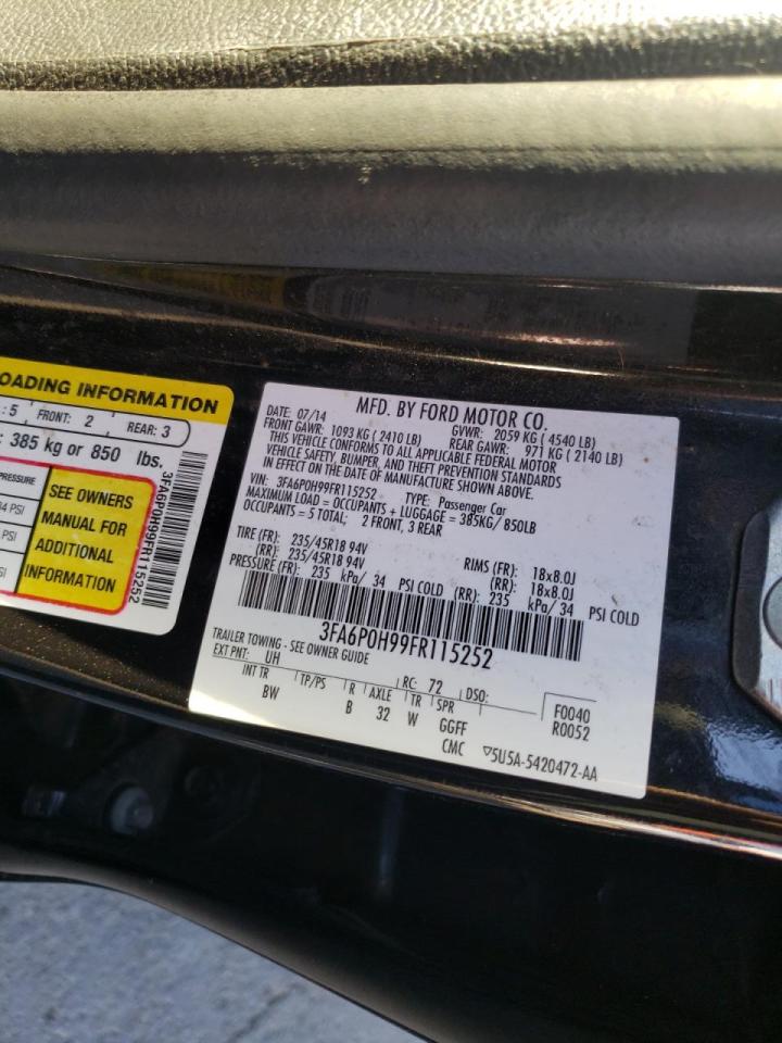 Photo 10 from auction – 2015 FORD FUSION SE with VIN 3FA6P0H99FR115252