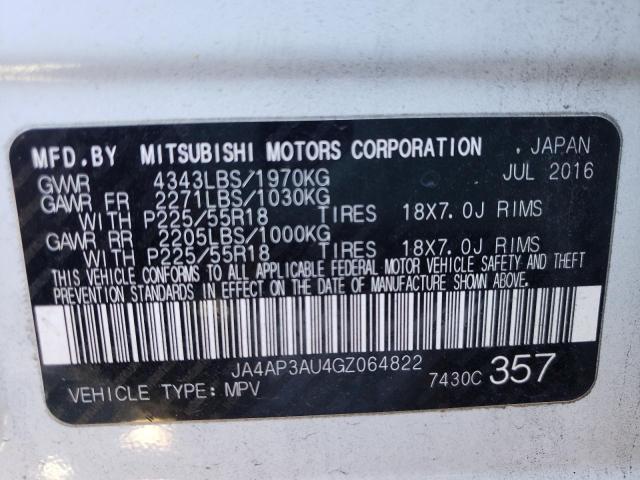 Photo 10 from auction – 2016 MITSUBISHI OUTLANDER with VIN JA4AP3AU4GZ064822