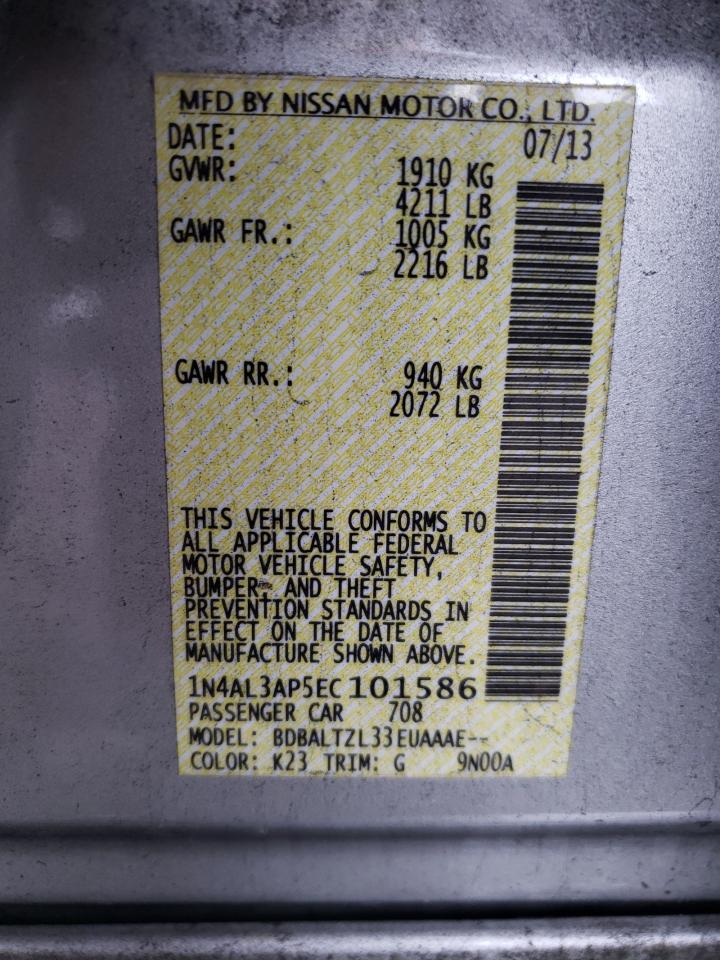 Photo 10 from auction – 2014 NISSAN ALTIMA 2.5 with VIN 1N4AL3AP5EC101586
