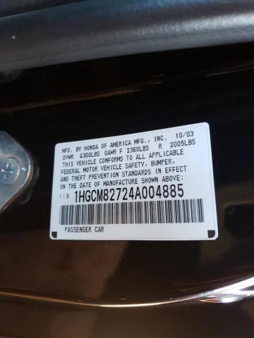 Photo 10 from auction – 2004 HONDA ACCORD EX with VIN 1HGCM82724A004885
