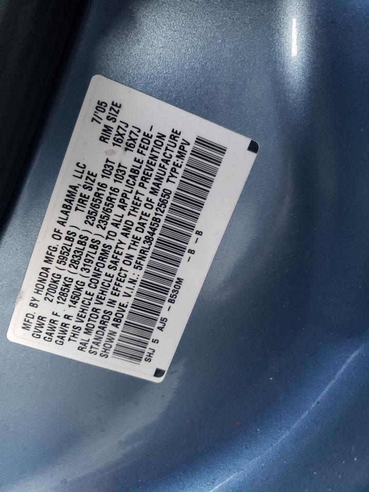 Photo 10 from auction – 2005 HONDA ODYSSEY EX with VIN 5FNRL38445B125650