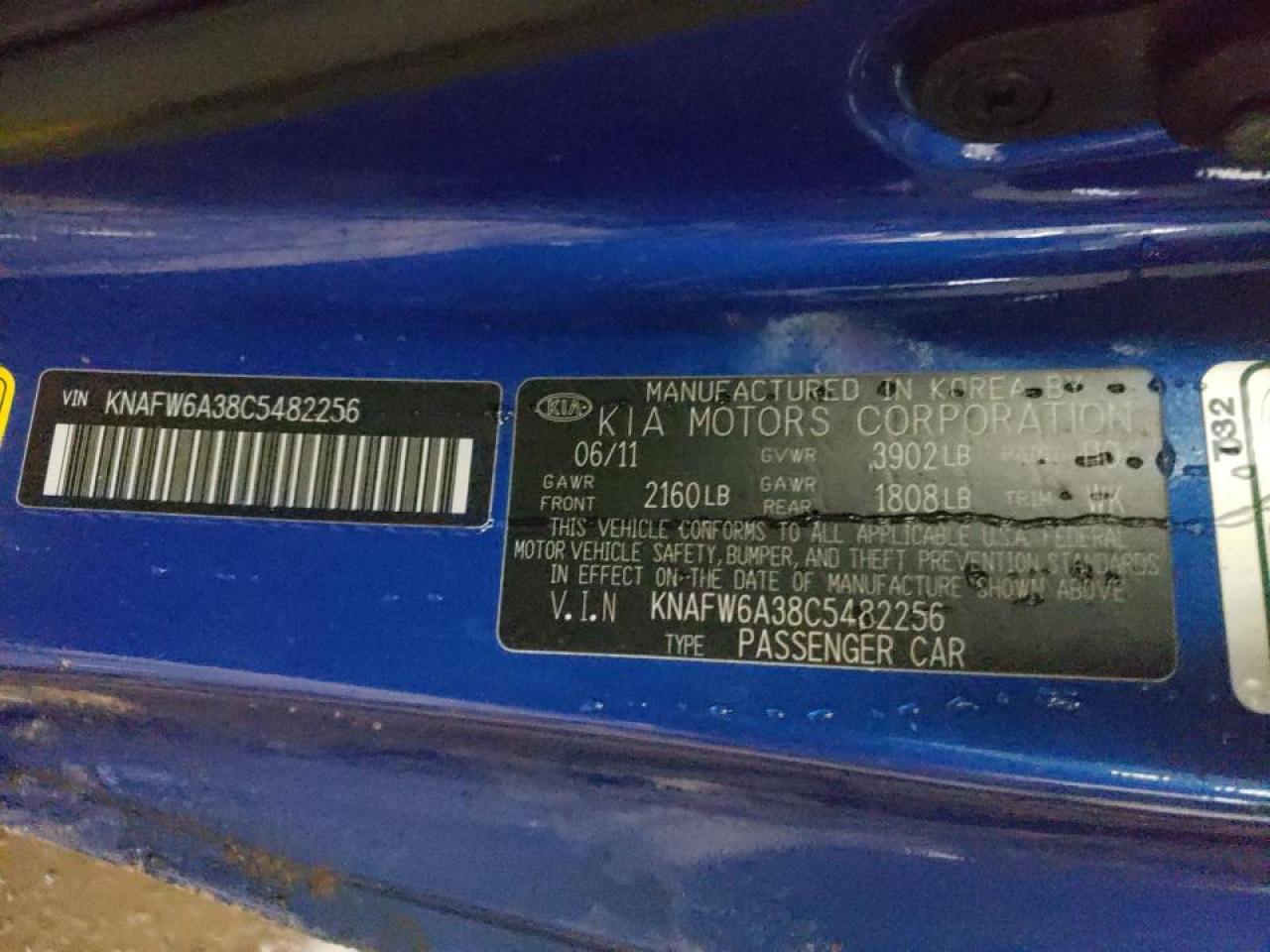 Photo 10 from auction – 2012 KIA FORTE SX with VIN KNAFW6A38C5482256