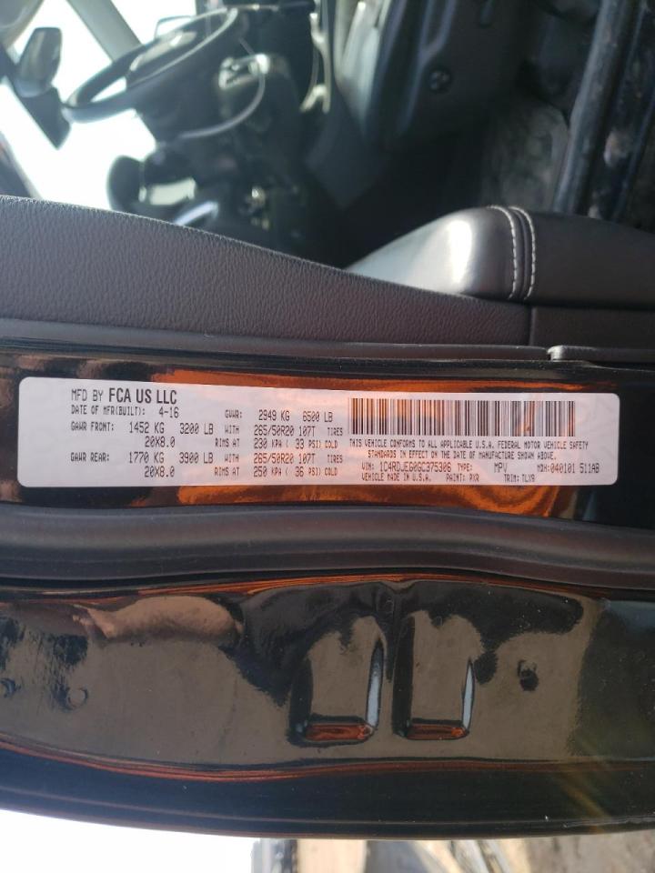 Photo 10 from auction – 2016 DODGE DURANGO CI with VIN 1C4RDJEG0GC375306