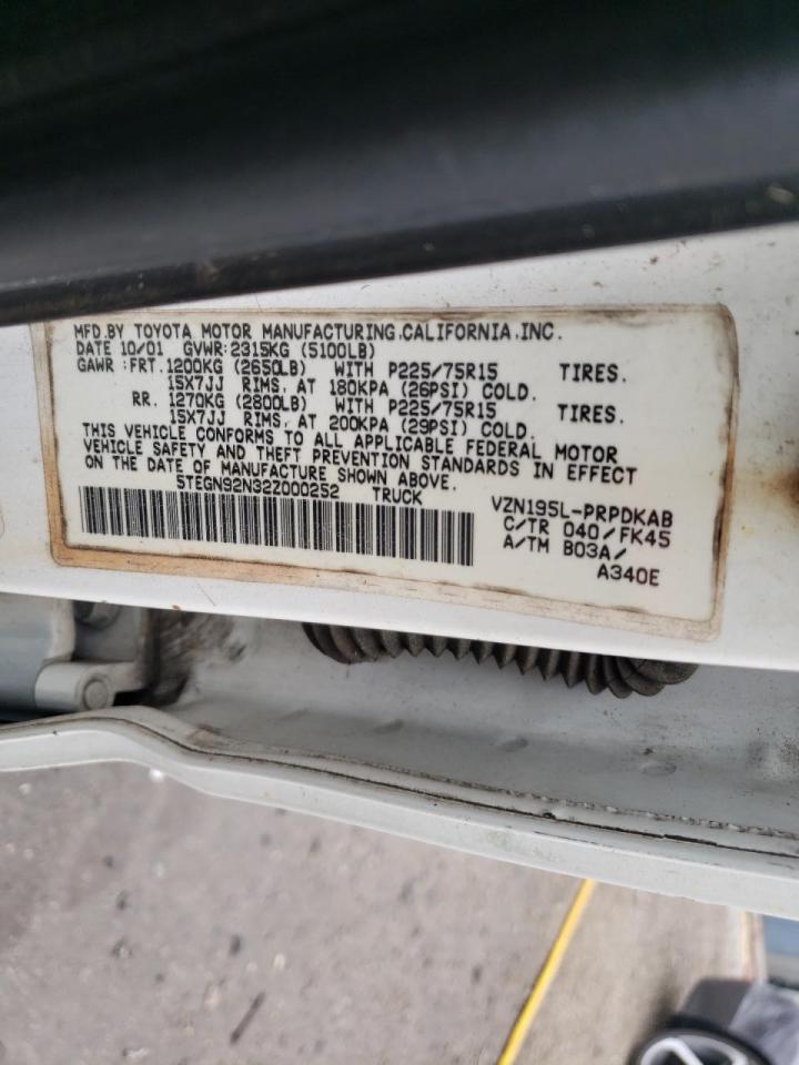 Photo 10 from auction – 2002 TOYOTA TACOMA DOU with VIN 5TEGN92N32Z000252