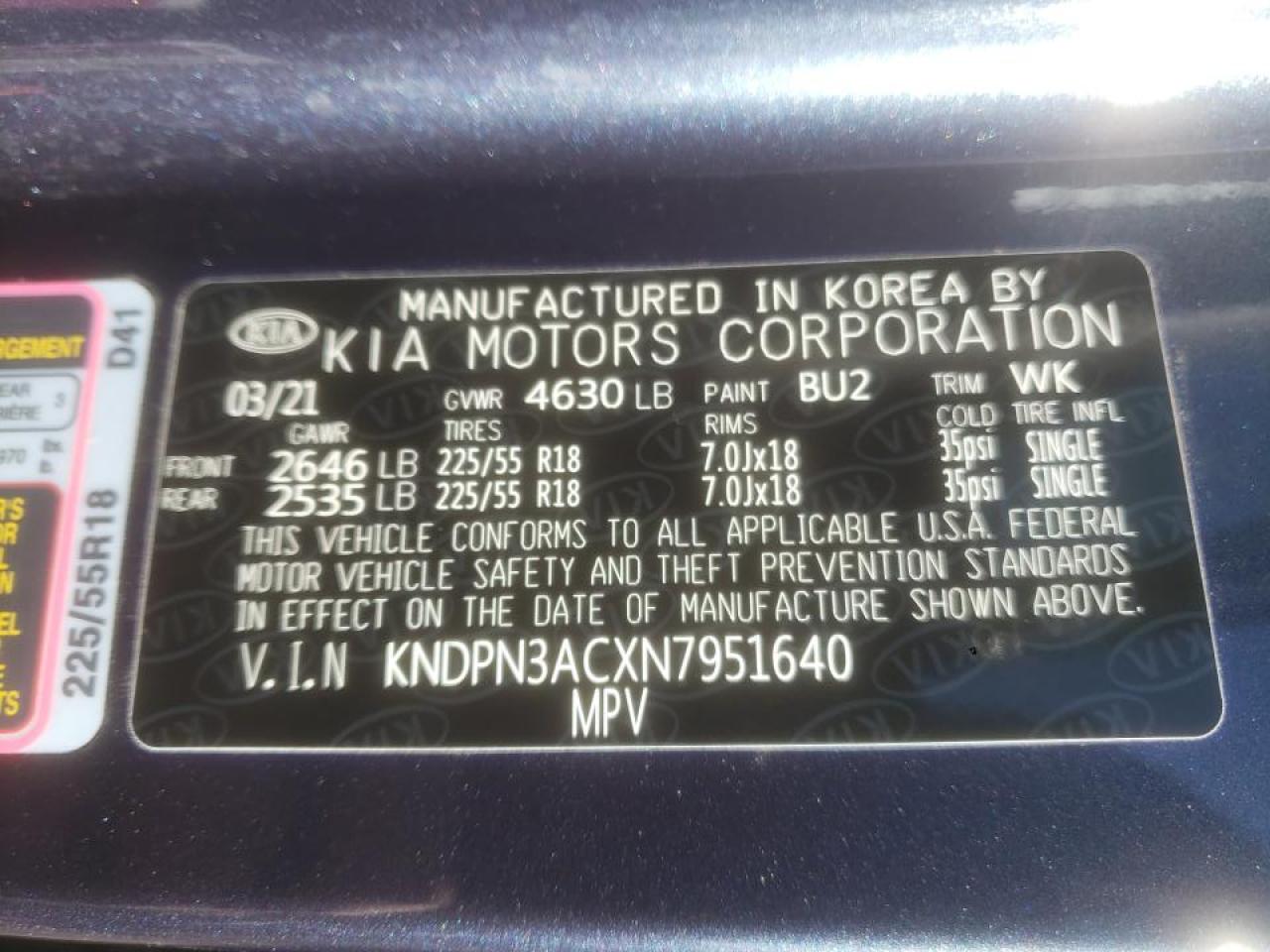 Photo 10 from auction – 2022 KIA SPORTAGE E with VIN KNDPN3ACXN7951640