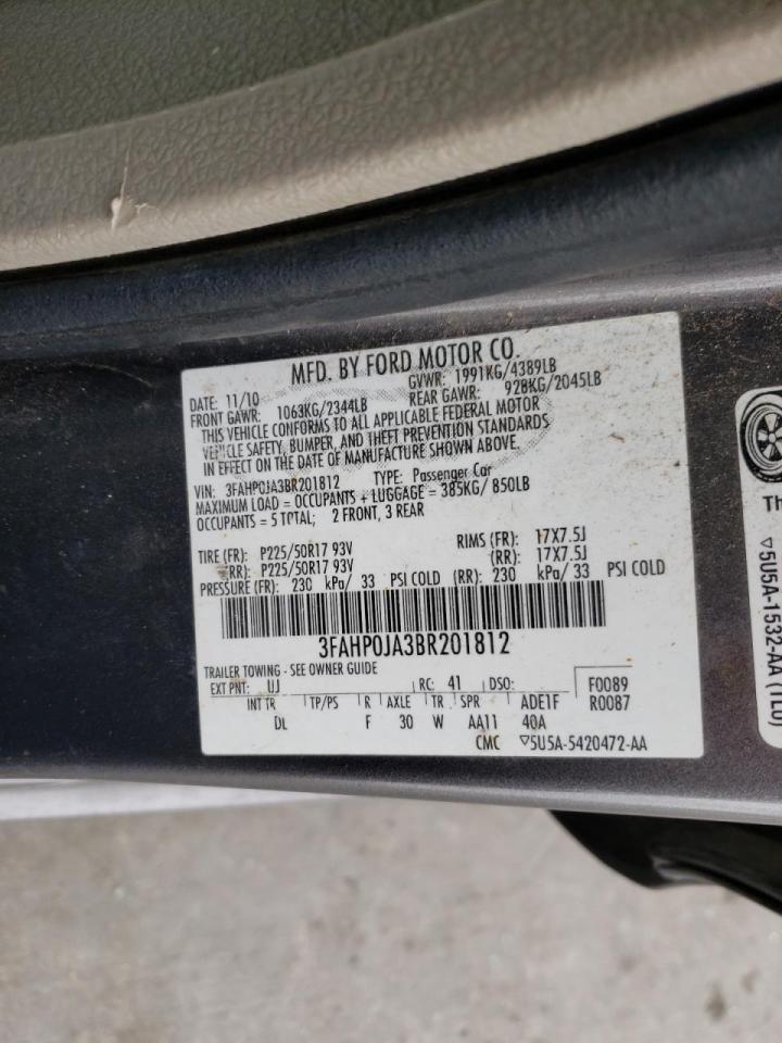 Photo 10 from auction – 2011 FORD FUSION SEL with VIN 3FAHP0JA3BR201812