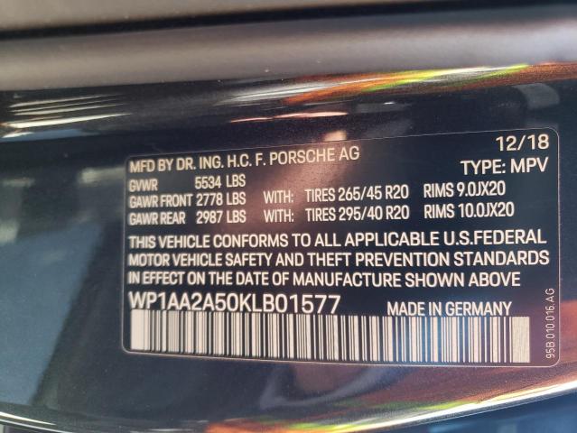 Photo 10 from auction – 2019 PORSCHE MACAN with VIN WP1AA2A50KLB01577