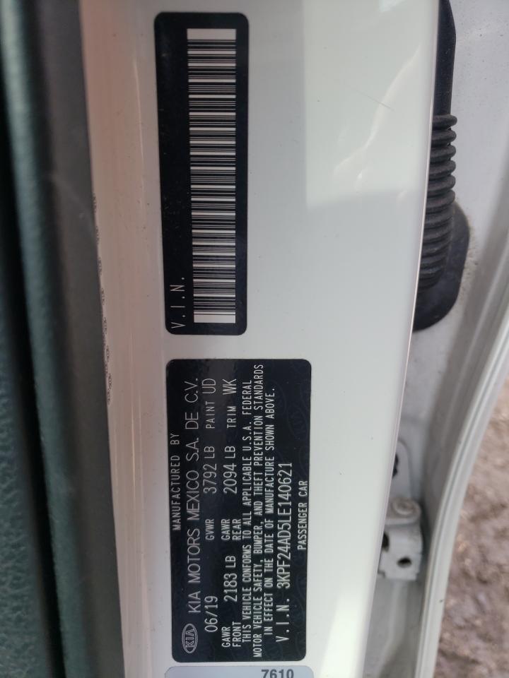Photo 10 from auction – 2020 KIA FORTE FE with VIN 3KPF24AD5LE140621