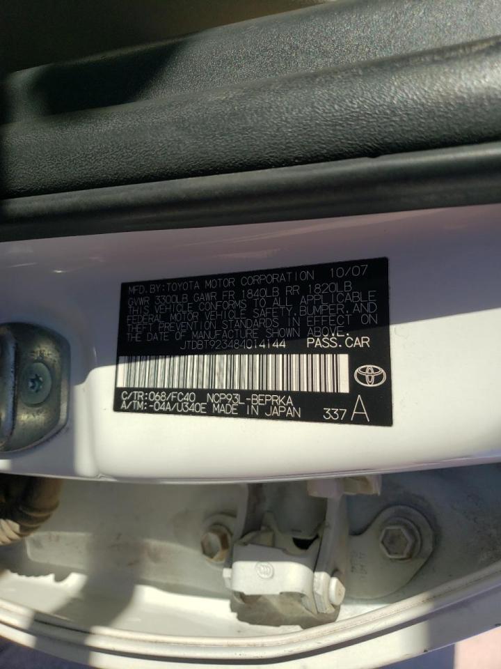 Photo 10 from auction – 2008 TOYOTA YARIS with VIN JTDBT923484014144