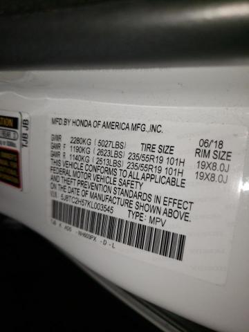 Photo 10 from auction – 2019 ACURA RDX TECHNO with VIN 5J8TC2H57KL003545