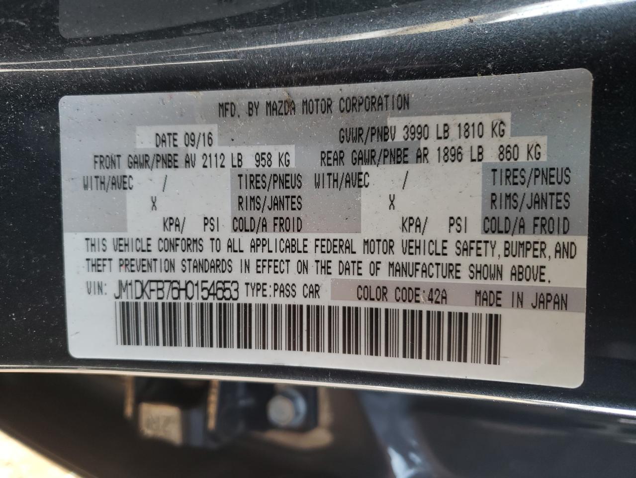 Photo 10 from auction – 2017 MAZDA CX-3 SPORT with VIN JM1DKFB76H0154653