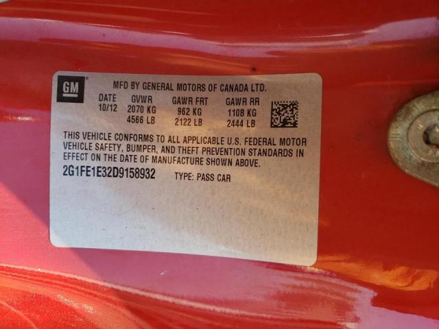 Photo 10 from auction – 2013 CHEVROLET CAMARO LS with VIN 2G1FE1E32D9158932