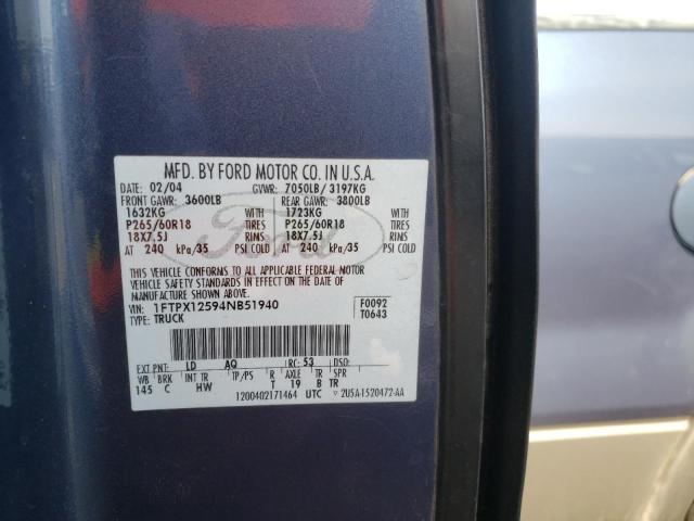 Photo 10 from auction – 2004 FORD F150 with VIN 1FTPX12594NB51940