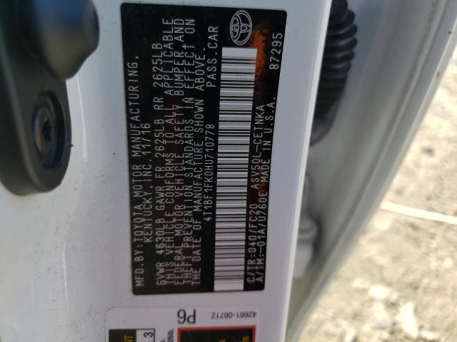 Photo 10 from auction – 2017 TOYOTA CAMRY LE with VIN 4T1BF1FK0HU710778