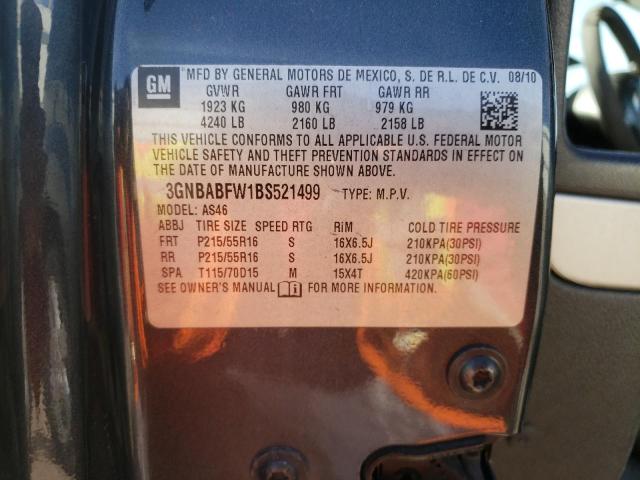 Photo 10 from auction – 2011 CHEVROLET HHR LT with VIN 3GNBABFW1BS521499