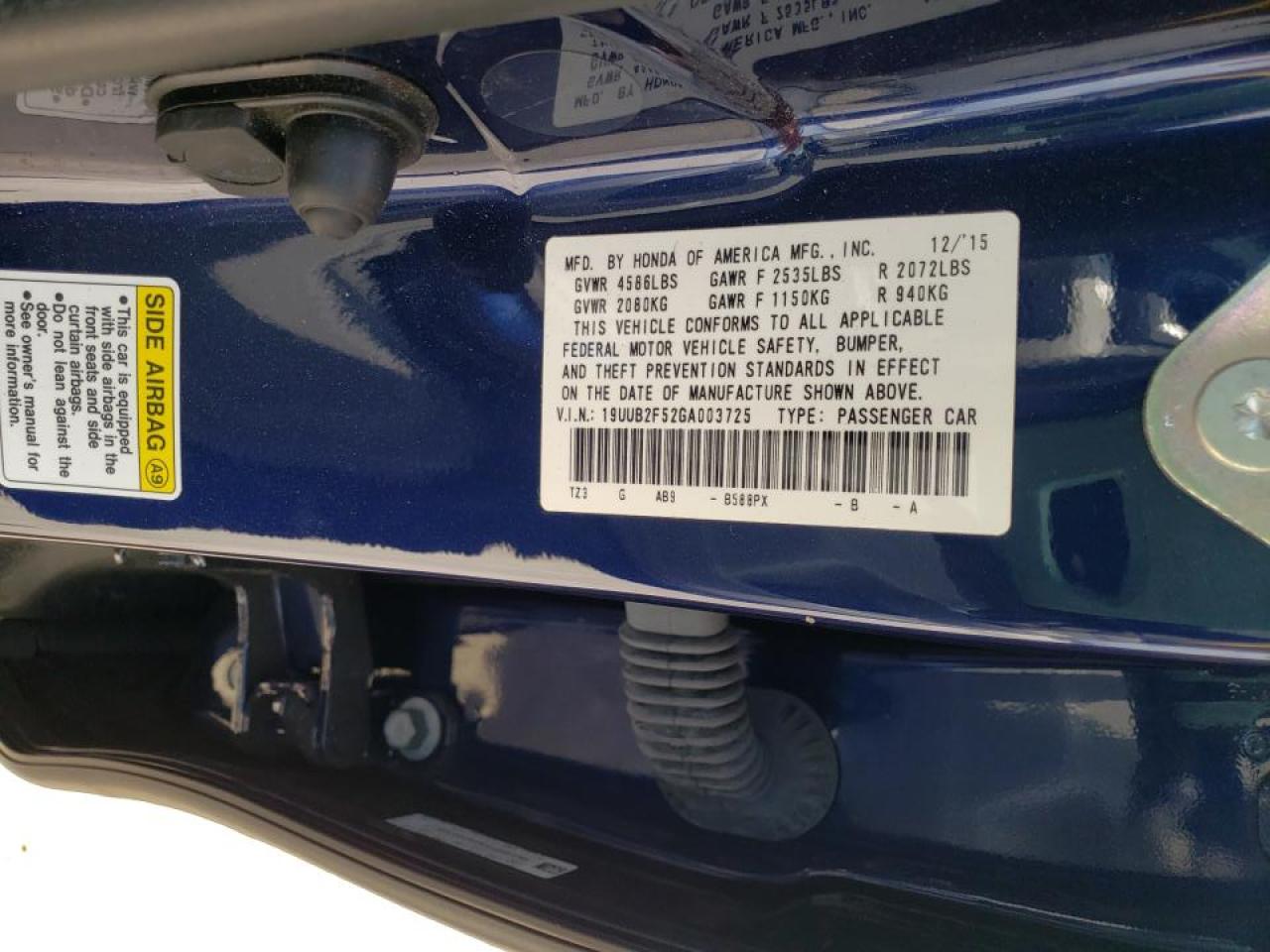 Photo 10 from auction – 2016 ACURA TLX TECH with VIN 19UUB2F52GA003725