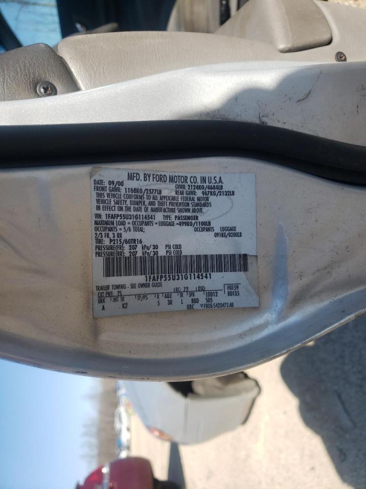 Photo 10 from auction – 2001 FORD TAURUS SES with VIN 1FAFP55U31G114541