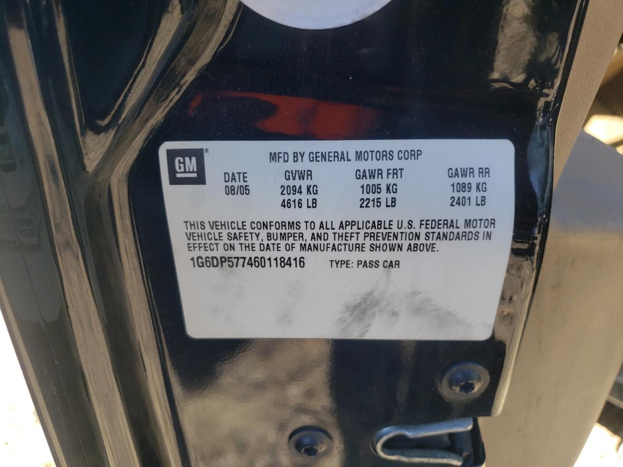Photo 10 from auction – 2006 CADILLAC CTS HI FEA with VIN 1G6DP577460118416