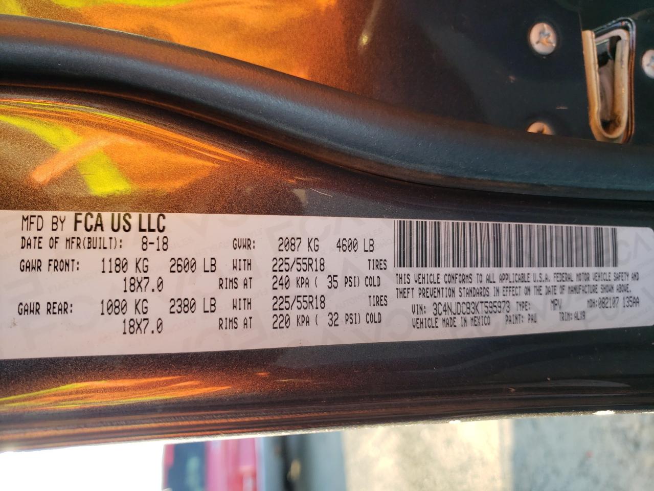 Photo 10 from auction – 2019 JEEP COMPASS LI with VIN 3C4NJDCB3KT595973