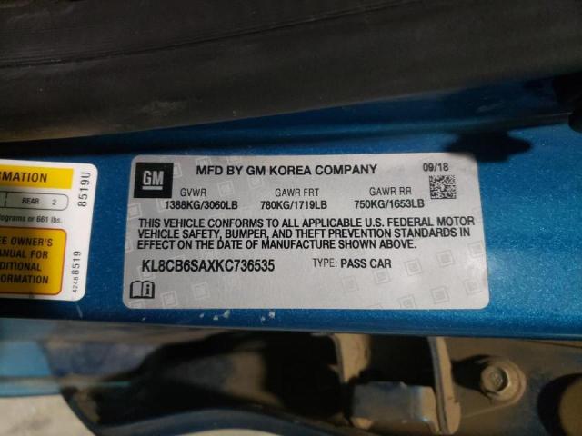 Photo 10 from auction – 2019 CHEVROLET SPARK LS with VIN KL8CB6SAXKC736535