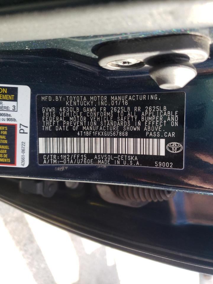 Photo 10 from auction – 2016 TOYOTA CAMRY LE with VIN 4T1BF1FKXGU567868