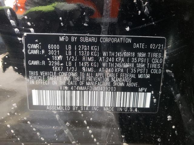 Photo 10 from auction – 2021 SUBARU ASCENT with VIN 4S4WMAFD6M3439203