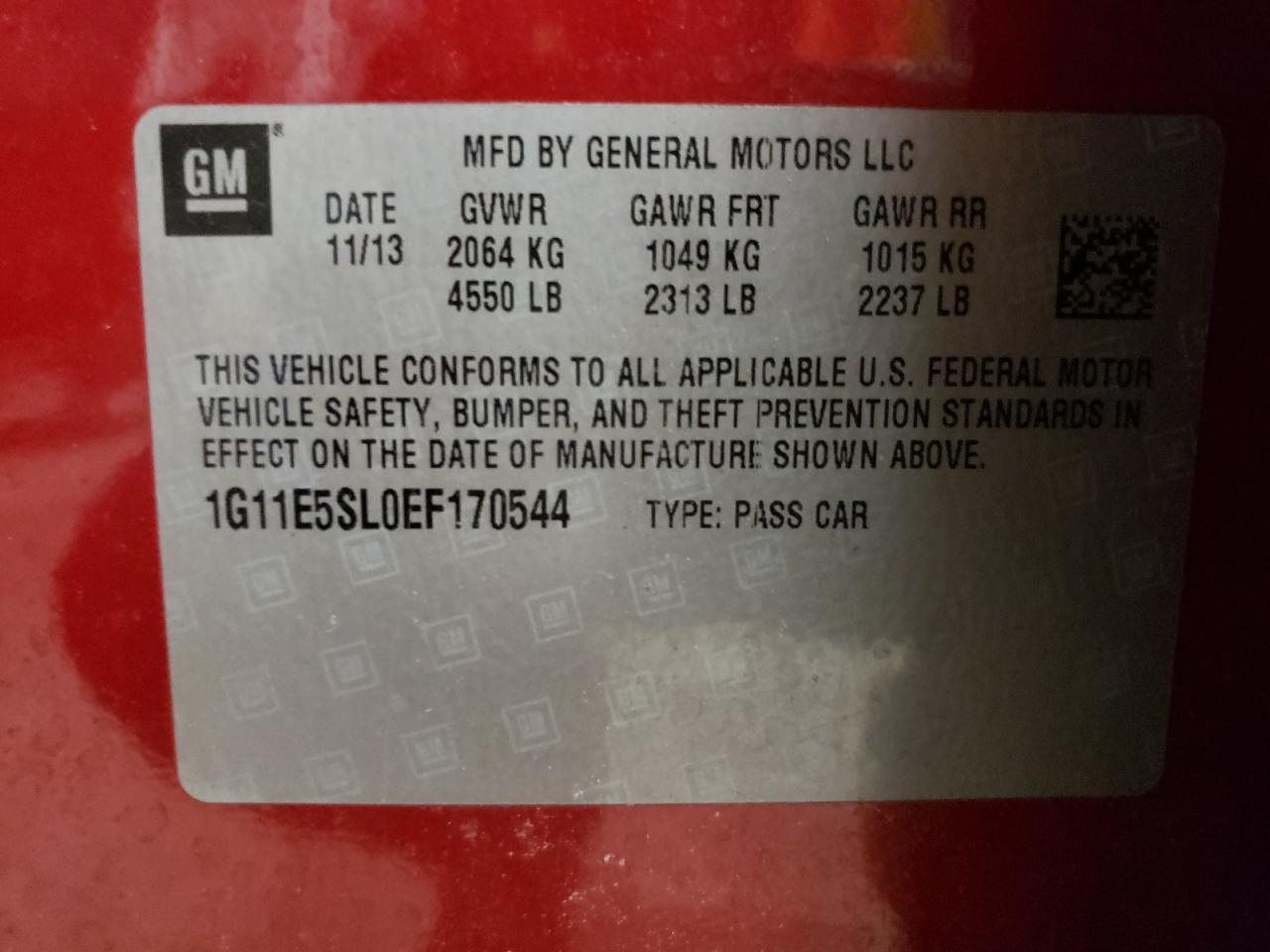 Photo 10 from auction – 2014 CHEVROLET MALIBU LT with VIN 1G11E5SL0EF170544