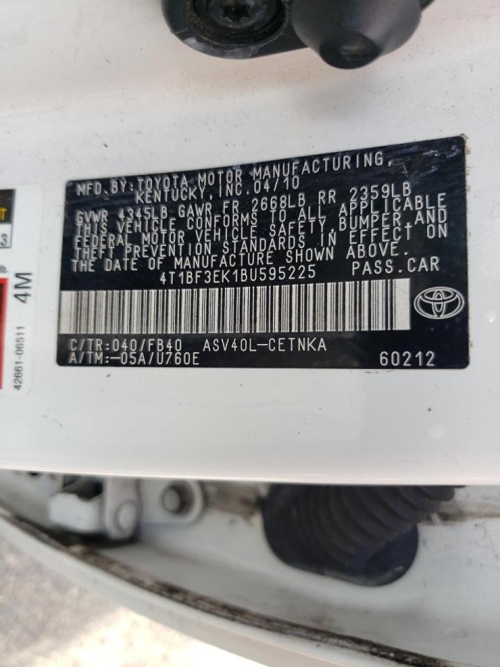Photo 10 from auction – 2011 TOYOTA CAMRY BASE with VIN 4T1BF3EK1BU595225