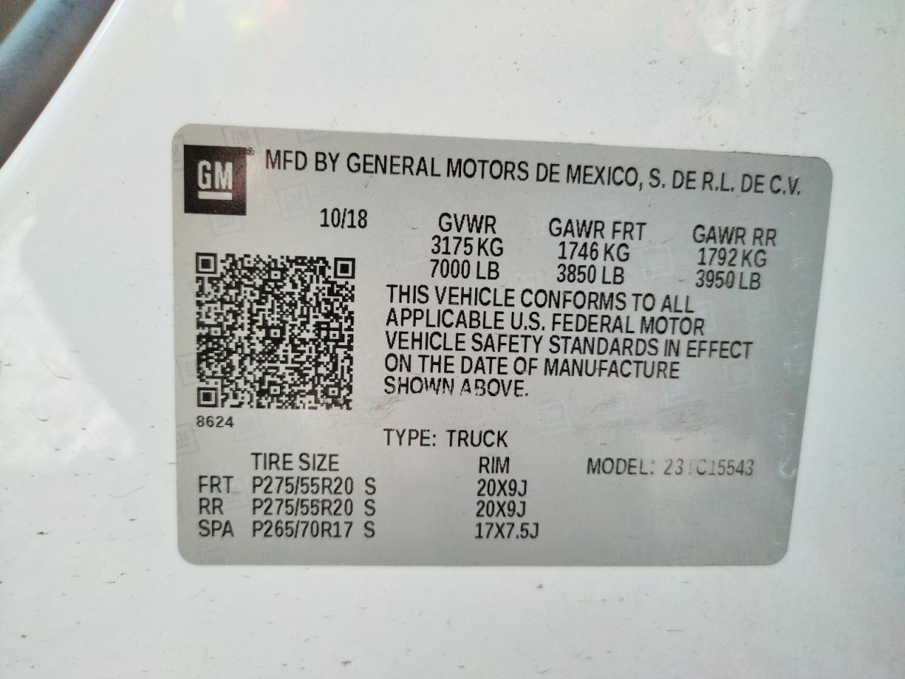 Photo 10 from auction – 2018 GMC SIERRA C15 with VIN 3GTP1NEC2JG582353