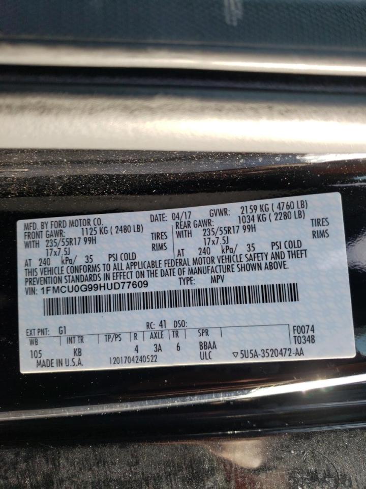 Photo 10 from auction – 2017 FORD ESCAPE SE with VIN 1FMCU0G99HUD77609