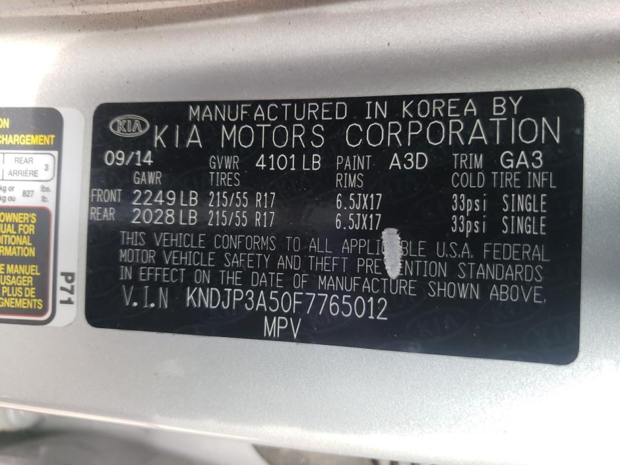 Снимка 10 от търг – 2015 KIA SOUL + с VIN KNDJP3A50F7765012