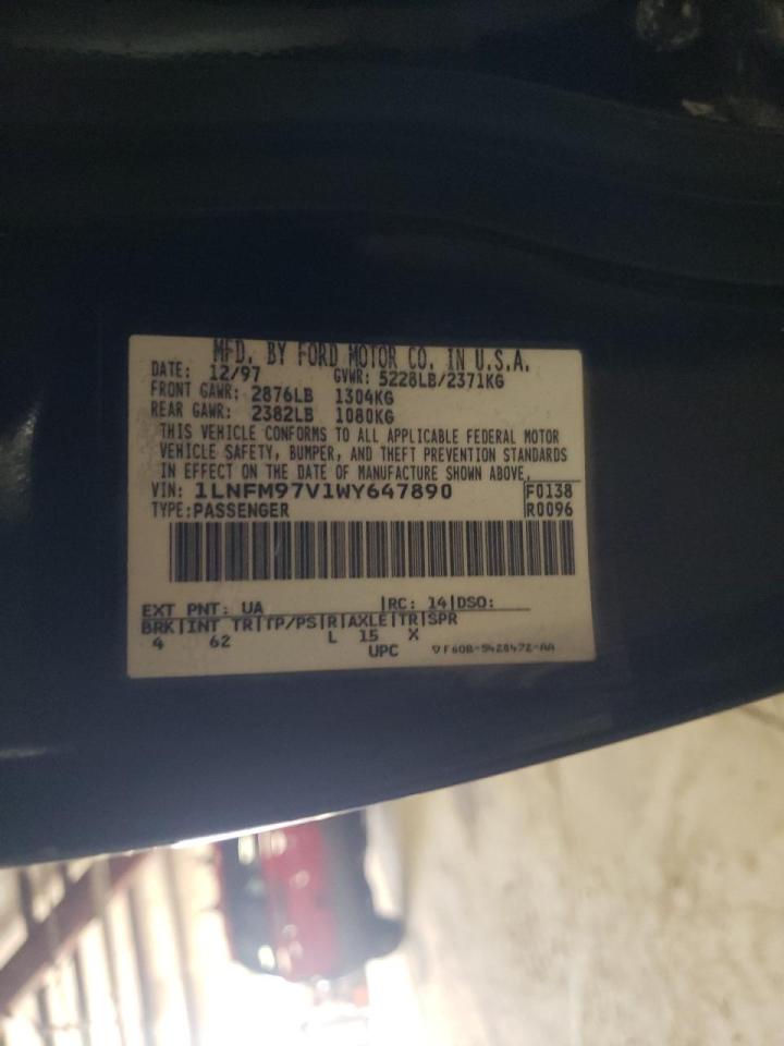 Photo 10 from auction – 1998 LINCOLN CONTINENTA with VIN 1LNFM97V1WY647890