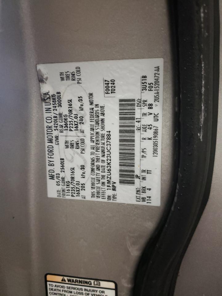 Photo 10 from auction – 2003 FORD EXPLORER X with VIN 1FMZU63K23UC37884