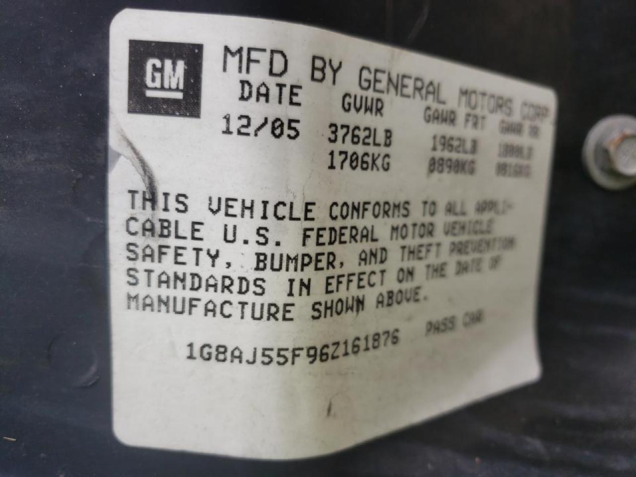 Photo 10 from auction – 2006 SATURN ION LEVEL with VIN 1G8AJ55F96Z161876