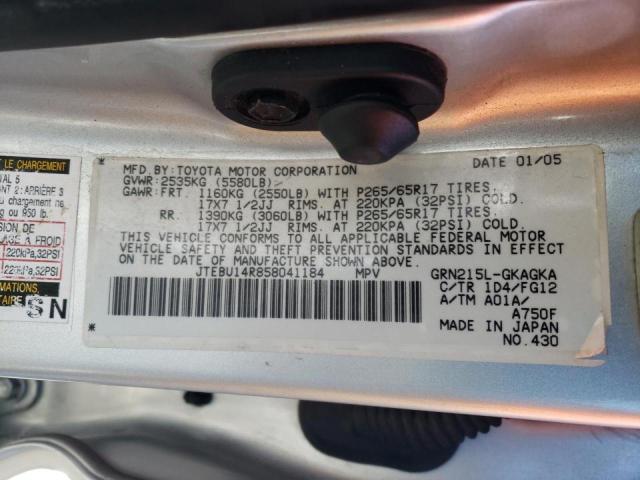 Photo 10 from auction – 2005 TOYOTA 4RUNNER SR with VIN JTEBU14R858041184