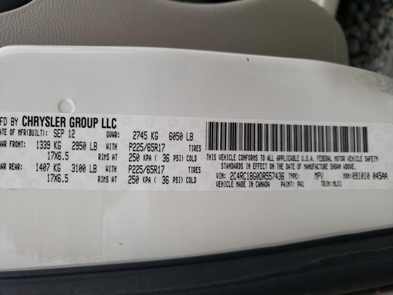 Photo 10 from auction – 2013 CHRYSLER TOWN & COU with VIN 2C4RC1BG0DR557436