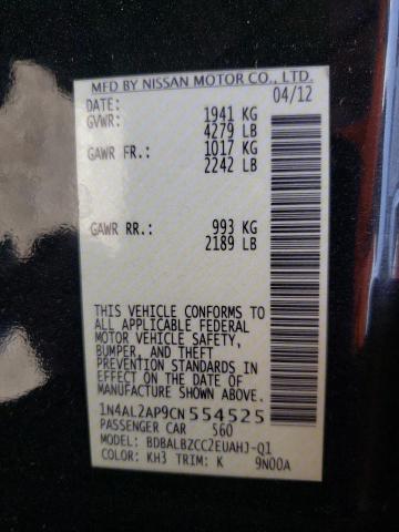Photo 10 from auction – 2012 NISSAN ALTIMA BAS with VIN 1N4AL2AP9CN554525
