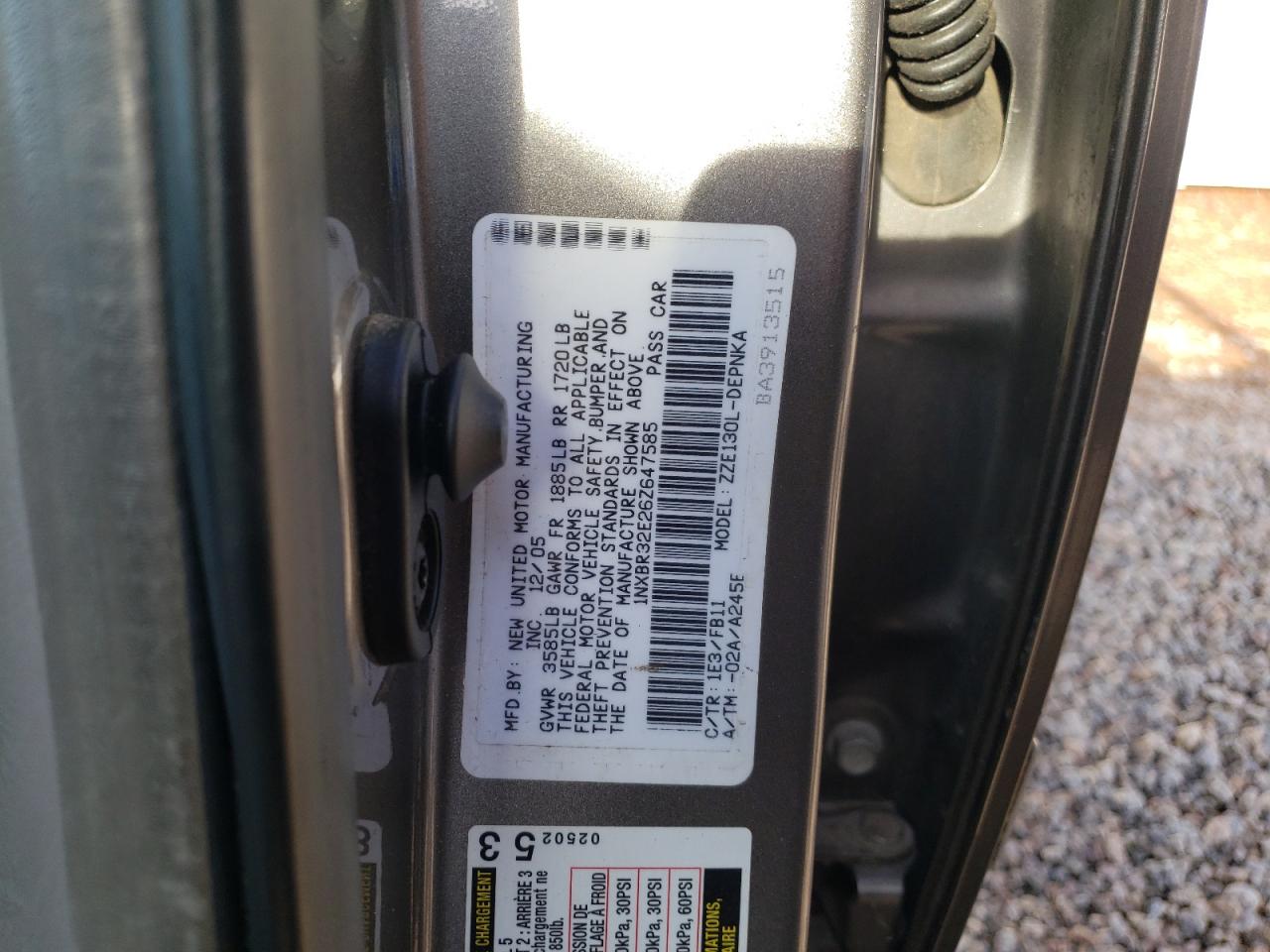 Photo 10 from auction – 2006 TOYOTA COROLLA CE with VIN 1NXBR32E26Z647585