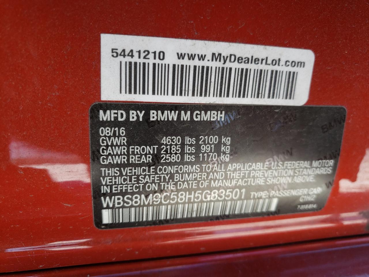 Photo 10 from auction – 2017 BMW M3 with VIN WBS8M9C58H5G83501
