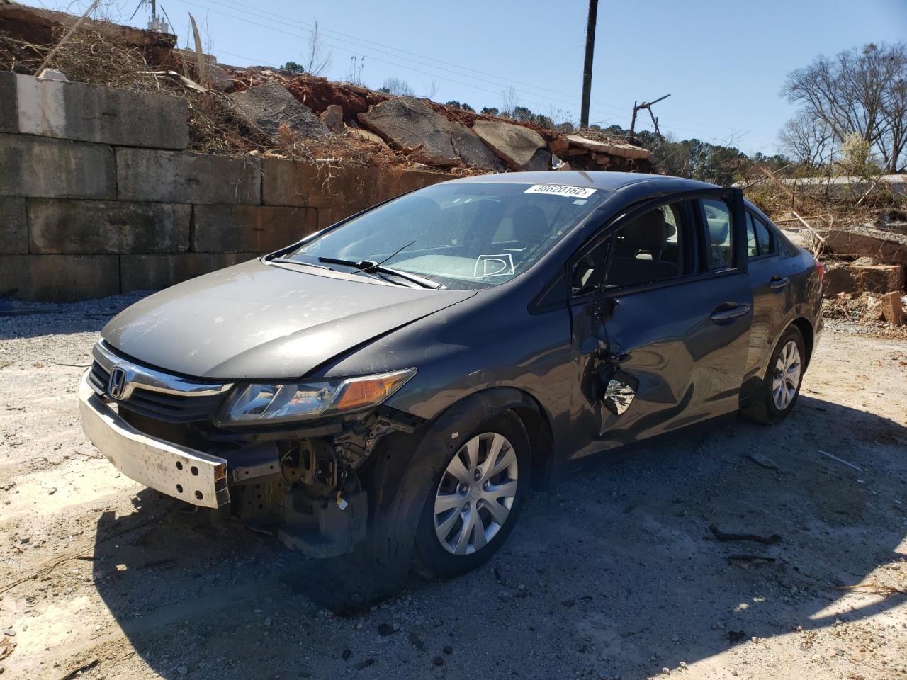 Photo 2 from auction – 2012 HONDA CIVIC LX with VIN 2HGFB2F57CH563812