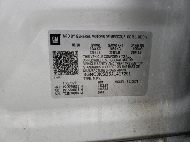 Photo 10 from auction – 2018 CHEVROLET TRAX LS with VIN 3GNCJKSB5JL417291