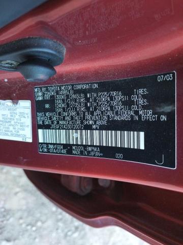 Photo 10 from auction – 2003 TOYOTA HIGHLANDER with VIN JTEGF21A230120012