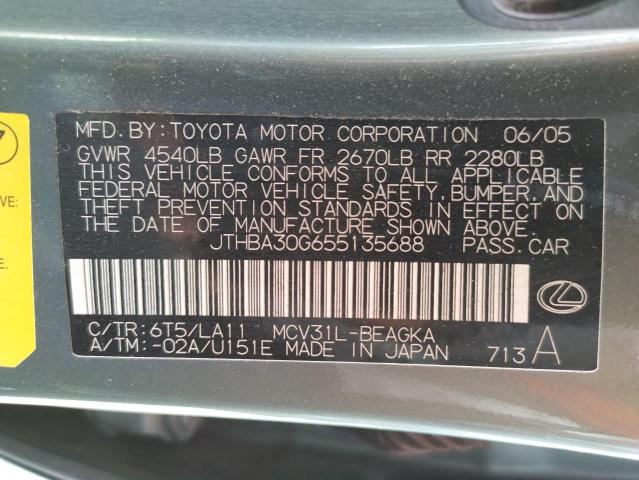 Photo 10 from auction – 2005 LEXUS ES 330 with VIN JTHBA30G655135688