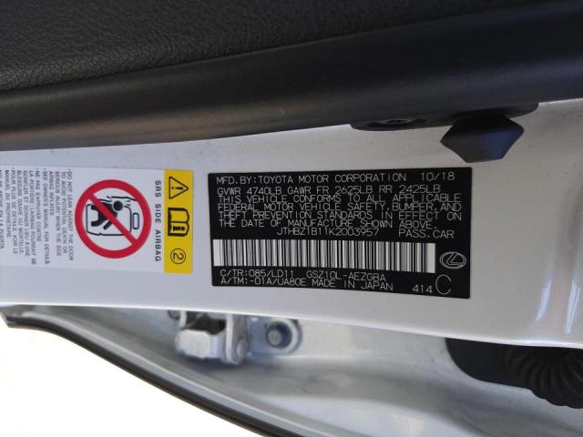 Photo 10 from auction – 2019 LEXUS ES 350 with VIN JTHBZ1B11K2003957