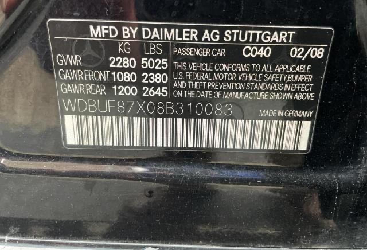 Photo 10 from auction – 2008 MERCEDES-BENZ E 350 4MAT with VIN WDBUF87X08B310083