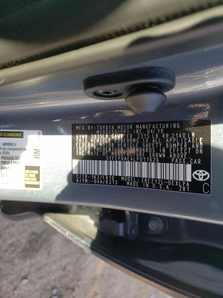 Photo 10 from auction – 2020 TOYOTA COROLLA LE with VIN 5YFEPRAE4LP011626