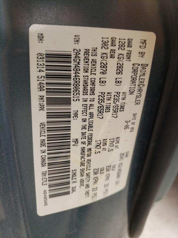 Photo 10 from auction – 2006 CHRYSLER PACIFICA with VIN 2A4GM48446R806515