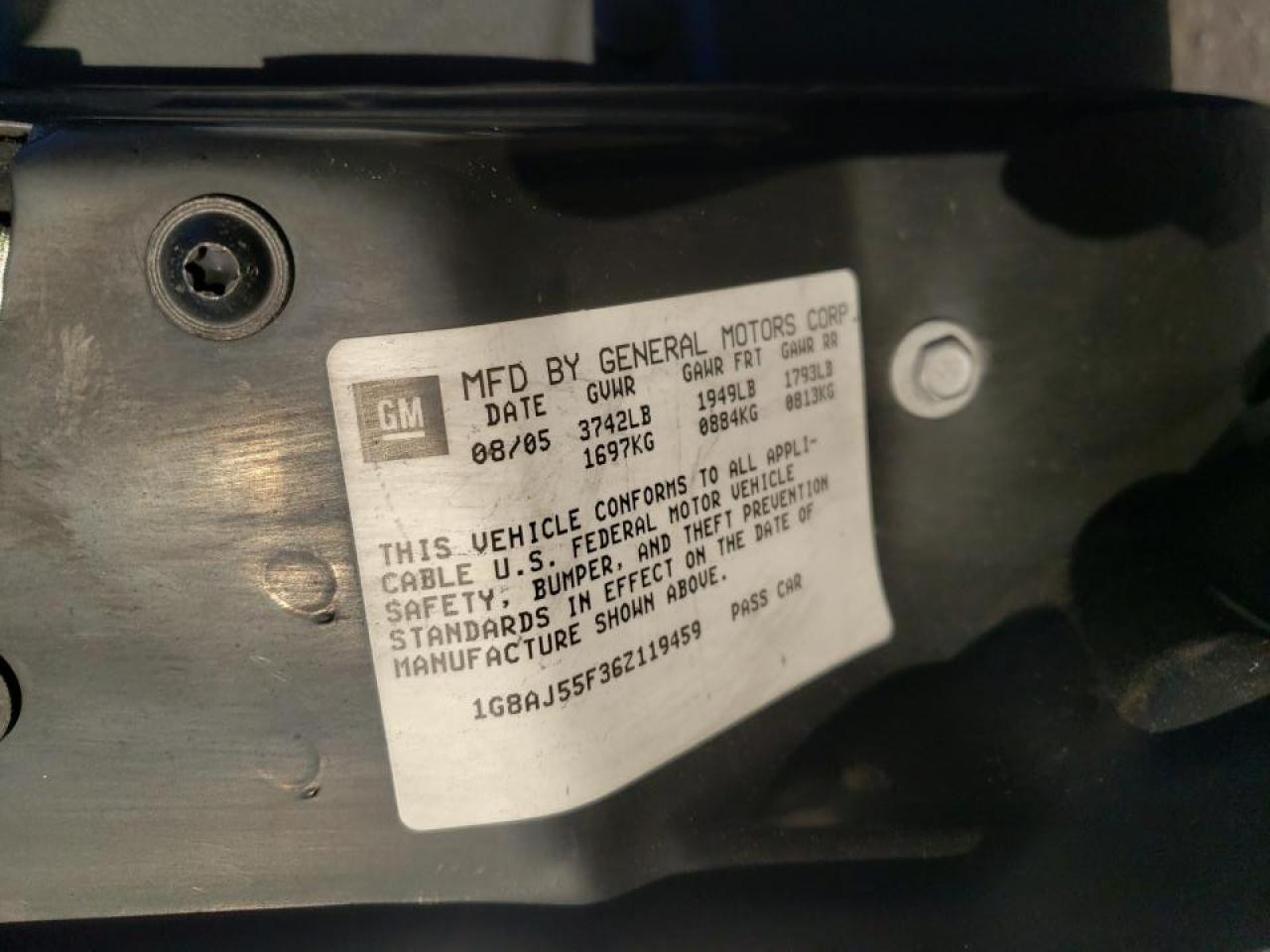 Photo 10 from auction – 2006 SATURN ION LEVEL with VIN 1G8AJ55F36Z119459